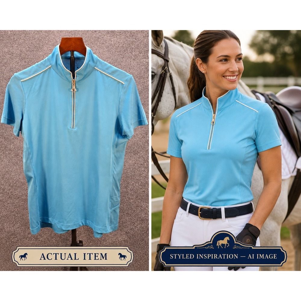 Chestnut Bay Sun Shirt Womens Short Sleeve Blue Medium NWOT Equestrian Top